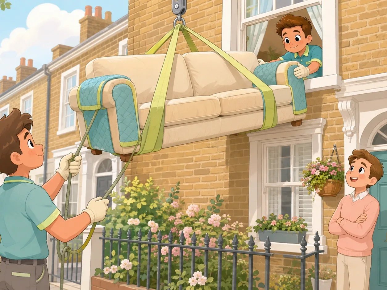 Alpha Movers balcony and window furniture hoist London